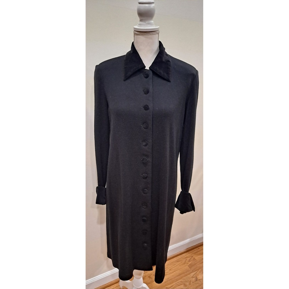 Vintage Nina Patrick Black Wool Blend Wednesday Addam's Style Dress Women Med‎